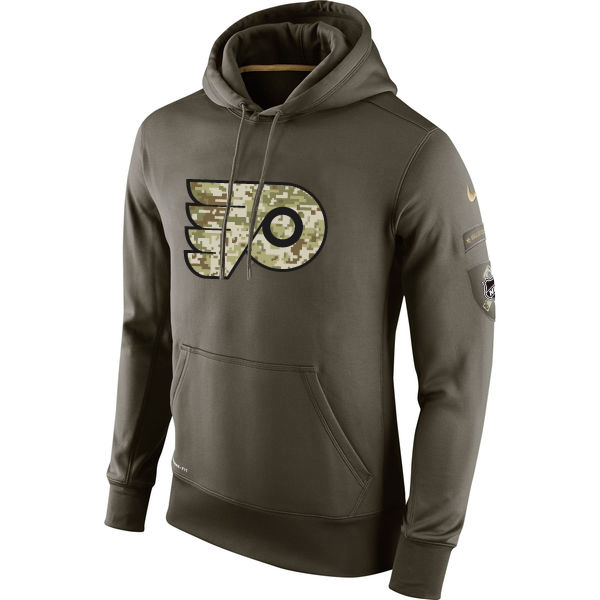 Men NHL Philadelphia Flyers Nike Olive Salute To Service KO Performance Hoodie Green